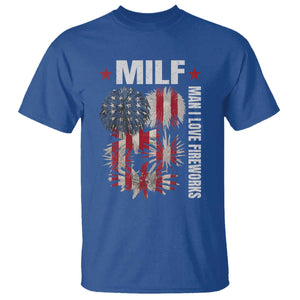 Funny MILF Man I Love Fireworks T Shirt American Patriotic July 4th US Flag TS11 Royal Blue Print Your Wear
