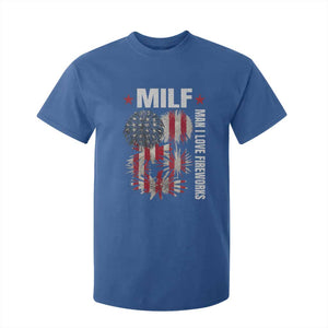Funny MILF Man I Love Fireworks T Shirt For Kid American Patriotic July 4th US Flag TS11 Royal Blue Print Your Wear