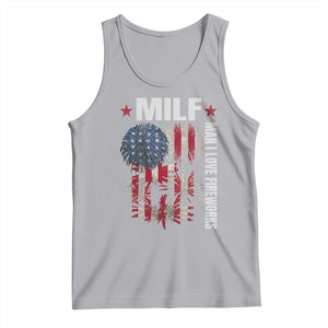 Funny MILF Man I Love Fireworks Tank Top American Patriotic July 4th US Flag TS11 Athletic Heather Print Your Wear