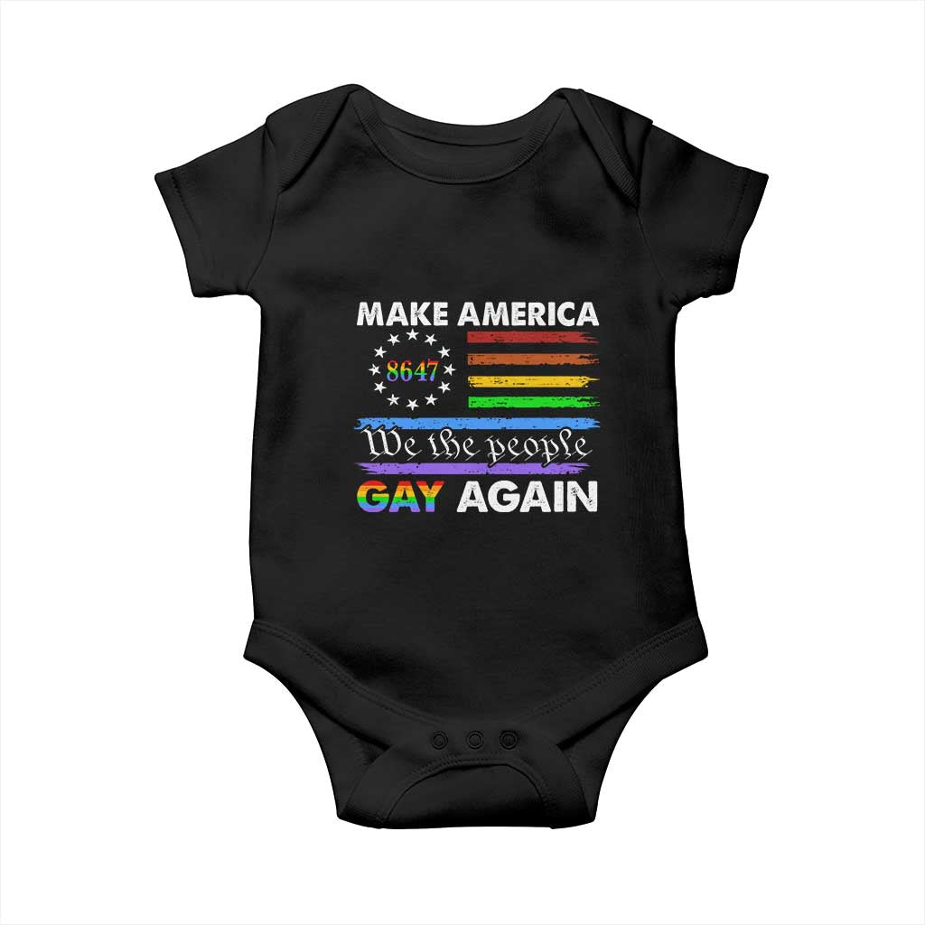 Funny Make America Gay Again 8647 Baby Onesie Rainbow Betsy Ross Flag TS11 Black Print Your Wear