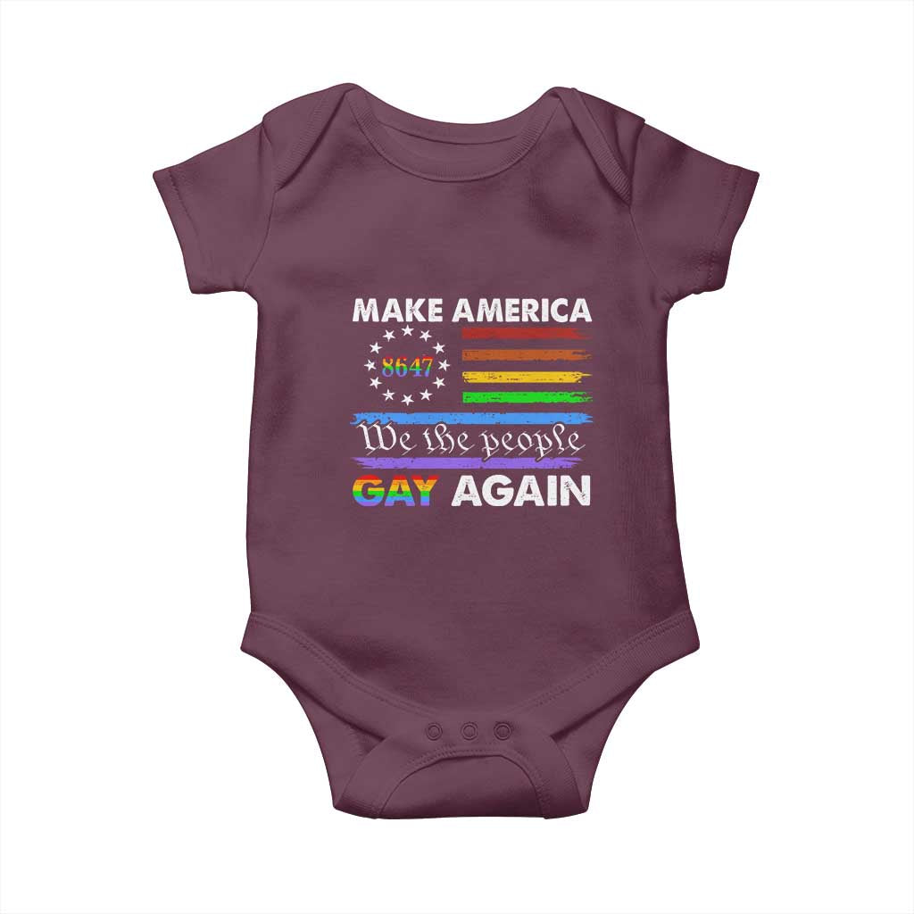 Funny Make America Gay Again 8647 Baby Onesie Rainbow Betsy Ross Flag TS11 Maroon Print Your Wear