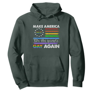 Funny Make America Gay Again 8647 Hoodie Rainbow Betsy Ross Flag TS11 Dark Forest Green Print Your Wear