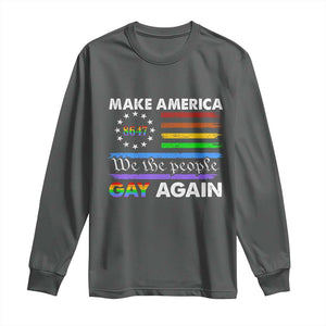Funny Make America Gay Again 8647 Long Sleeve Shirt Rainbow Betsy Ross Flag TS11 Dark Heather Print Your Wear