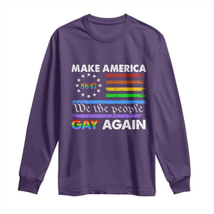 Funny Make America Gay Again 8647 Long Sleeve Shirt Rainbow Betsy Ross Flag TS11 Purple Print Your Wear