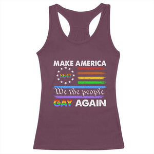 Funny Make America Gay Again 8647 Racerback Tank Top Rainbow Betsy Ross Flag TS11 Maroon Print Your Wear