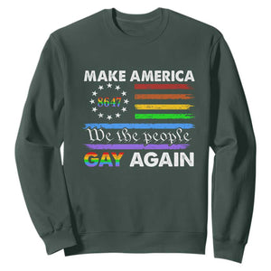 Funny Make America Gay Again 8647 Sweatshirt Rainbow Betsy Ross Flag TS11 Dark Forest Green Print Your Wear