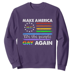 Funny Make America Gay Again 8647 Sweatshirt Rainbow Betsy Ross Flag TS11 Purple Print Your Wear