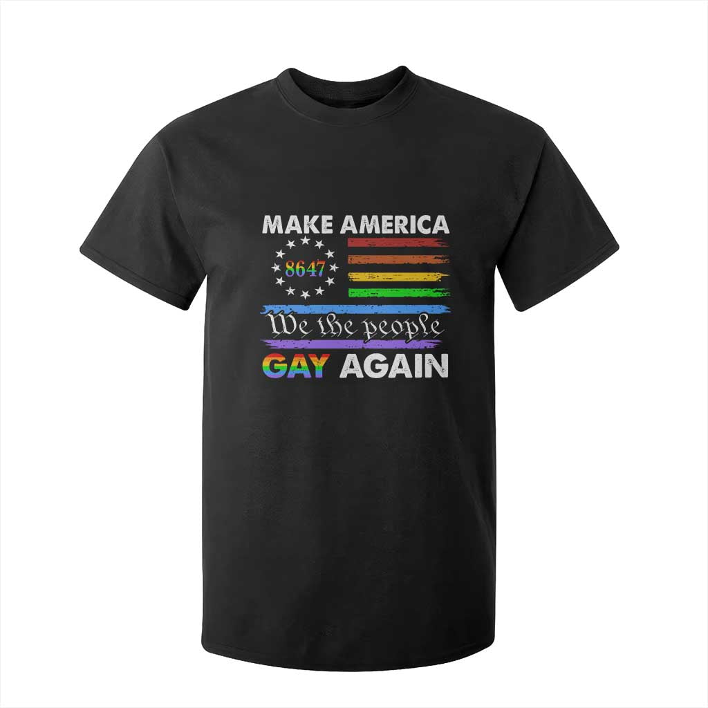 Funny Make America Gay Again 8647 T Shirt For Kid Rainbow Betsy Ross Flag TS11 Black Print Your Wear