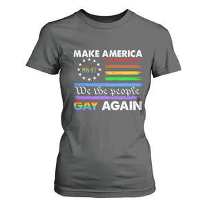 Funny Make America Gay Again 8647 T Shirt For Women Rainbow Betsy Ross Flag TS11 Dark Heather Print Your Wear