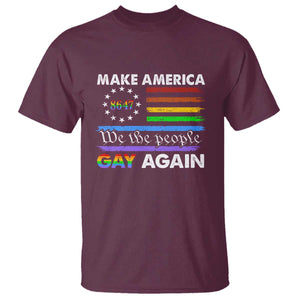 Funny Make America Gay Again 8647 T Shirt Rainbow Betsy Ross Flag TS11 Maroon Print Your Wear