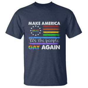 Funny Make America Gay Again 8647 T Shirt Rainbow Betsy Ross Flag TS11 Navy Print Your Wear