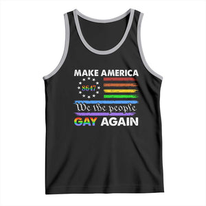 Funny Make America Gay Again 8647 Tank Top Rainbow Betsy Ross Flag TS11 Black Athletic Heather Print Your Wear