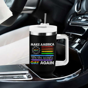Funny Make America Gay Again 8647 Tumbler With Handle Rainbow Betsy Ross Flag TS11 Print Your Wear