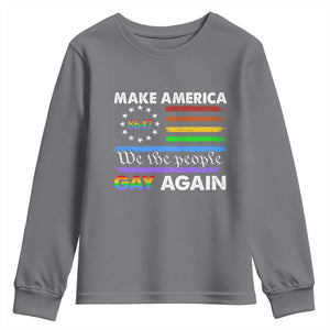 Funny Make America Gay Again 8647 Youth Sweatshirt Rainbow Betsy Ross Flag TS11 Charcoal Print Your Wear