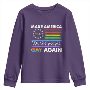 Funny Make America Gay Again 8647 Youth Sweatshirt Rainbow Betsy Ross Flag TS11 Purple Print Your Wear