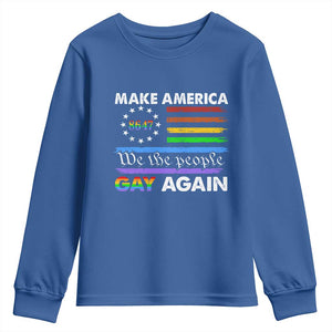 Funny Make America Gay Again 8647 Youth Sweatshirt Rainbow Betsy Ross Flag TS11 Royal Blue Print Your Wear