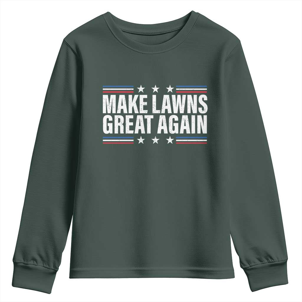 Funny Make Lawns Great Again Youth Sweatshirt Lawn Mower Dad Gardener TS11 Dark Forest Green Print Your Wear
