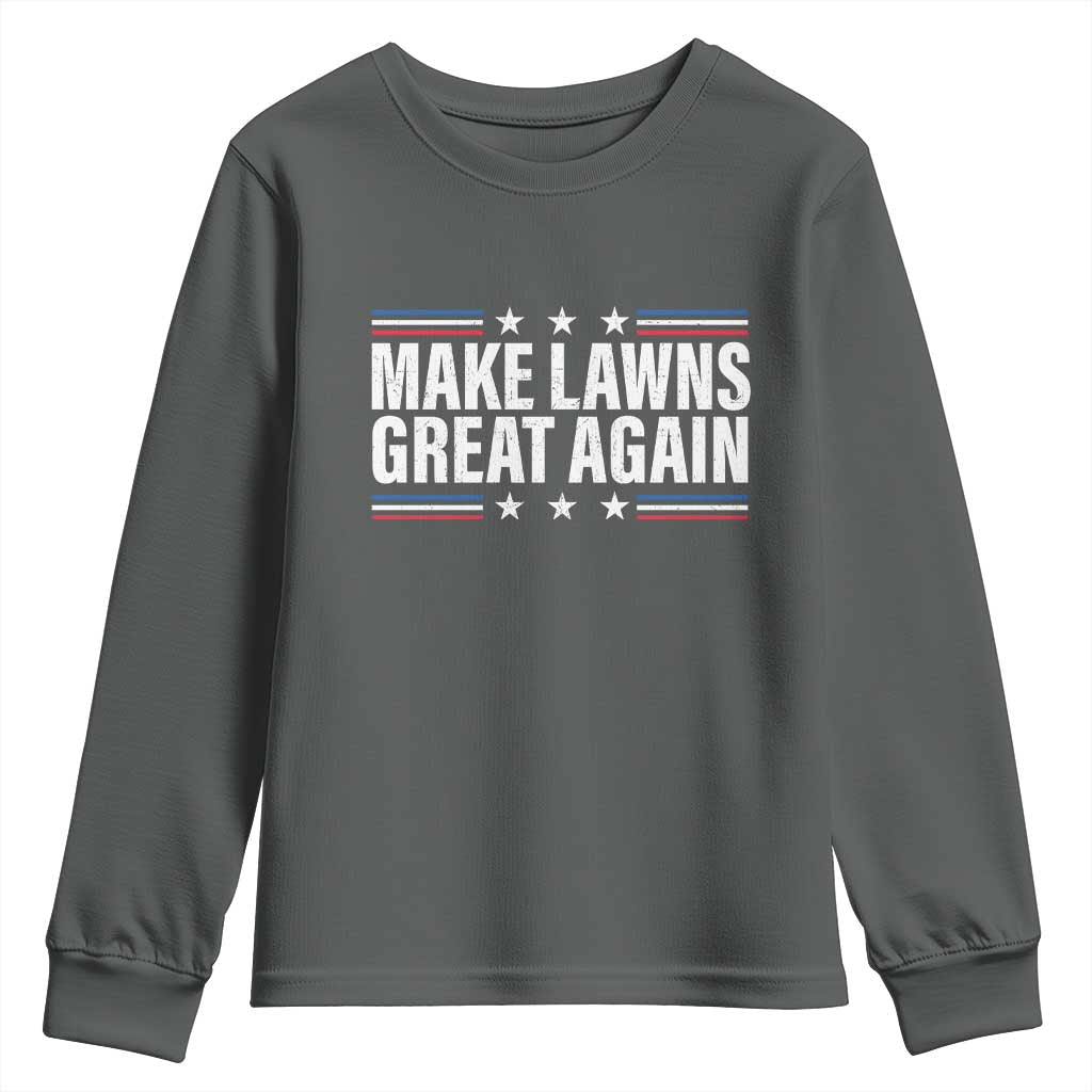 Funny Make Lawns Great Again Youth Sweatshirt Lawn Mower Dad Gardener TS11 Dark Heather Print Your Wear