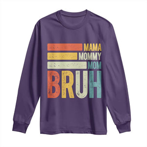 Funny Mama Mommy Mom Bruh Long Sleeve Shirt Mother's Day Vintage Stripes TS11 Purple Print Your Wear
