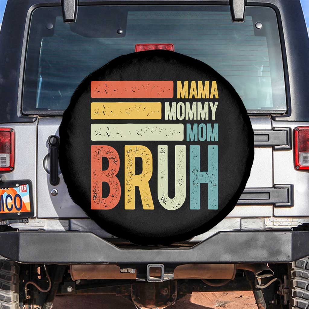 Funny Mama Mommy Mom Bruh Spare Tire Cover Mother's Day Vintage Stripes TS11 No hole Black Print Your Wear