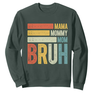 Funny Mama Mommy Mom Bruh Sweatshirt Mother's Day Vintage Stripes TS11 Dark Forest Green Print Your Wear