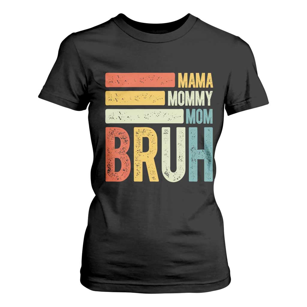 Funny Mama Mommy Mom Bruh T Shirt For Women Mother's Day Vintage Stripes TS11 Black Print Your Wear