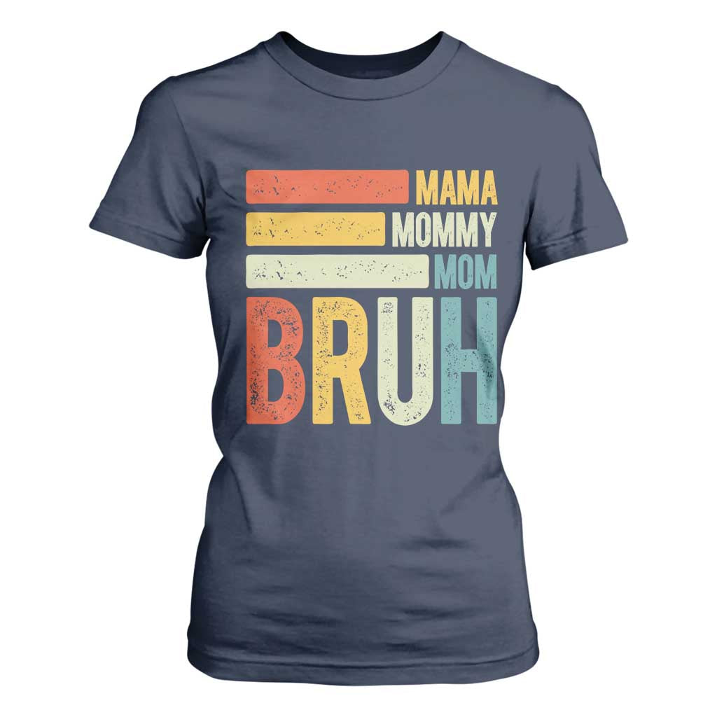 Funny Mama Mommy Mom Bruh T Shirt For Women Mother's Day Vintage Stripes TS11 Navy Print Your Wear