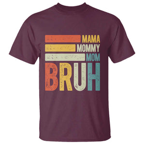 Funny Mama Mommy Mom Bruh T Shirt Mother's Day Vintage Stripes TS11 Maroon Print Your Wear