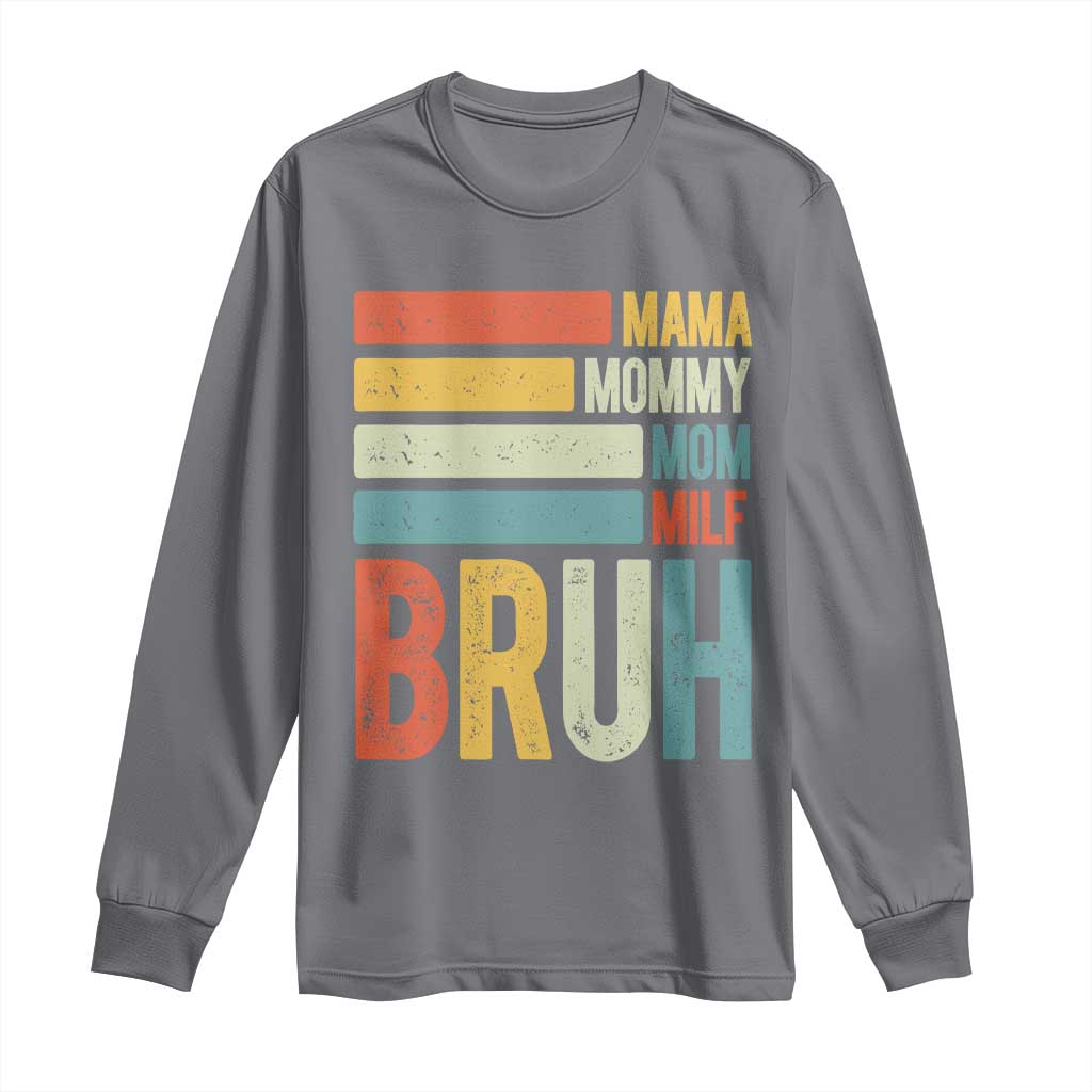 Funny Mama Mommy Mom Milf Bruh Long Sleeve Shirt Mother's Day Vintage Stripes TS11 Charcoal Print Your Wear