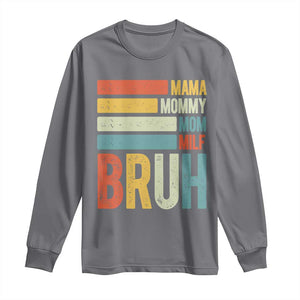 Funny Mama Mommy Mom Milf Bruh Long Sleeve Shirt Mother's Day Vintage Stripes TS11 Charcoal Print Your Wear