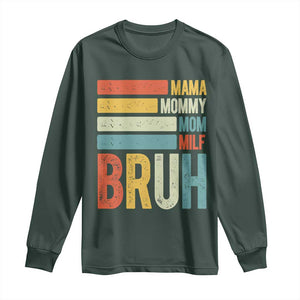 Funny Mama Mommy Mom Milf Bruh Long Sleeve Shirt Mother's Day Vintage Stripes TS11 Dark Forest Green Print Your Wear