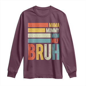 Funny Mama Mommy Mom Milf Bruh Long Sleeve Shirt Mother's Day Vintage Stripes TS11 Maroon Print Your Wear