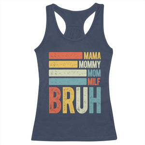 Funny Mama Mommy Mom Milf Bruh Racerback Tank Top Mother's Day Vintage Stripes TS11 Navy Print Your Wear