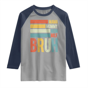 Funny Mama Mommy Mom Milf Bruh Raglan Shirt Mother's Day Vintage Stripes TS11 Sport Gray Navy Print Your Wear