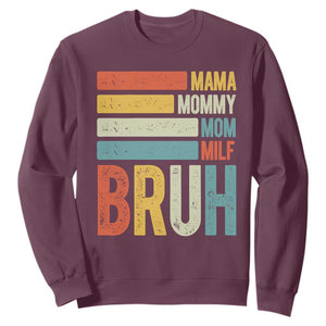 Funny Mama Mommy Mom Milf Bruh Sweatshirt Mother's Day Vintage Stripes TS11 Maroon Print Your Wear