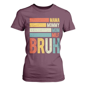 Funny Mama Mommy Mom Milf Bruh T Shirt For Women Mother's Day Vintage Stripes TS11 Maroon Print Your Wear