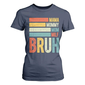Funny Mama Mommy Mom Milf Bruh T Shirt For Women Mother's Day Vintage Stripes TS11 Navy Print Your Wear