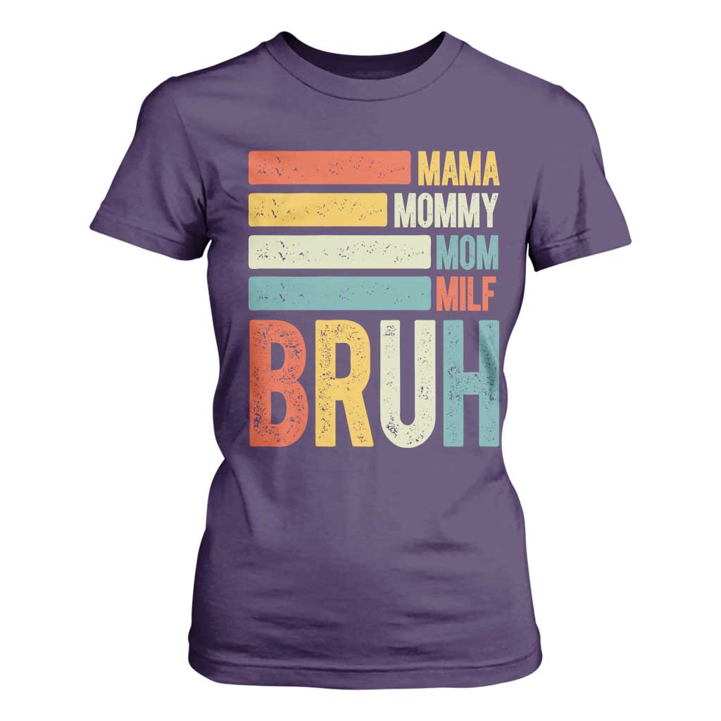 Funny Mama Mommy Mom Milf Bruh T Shirt For Women Mother's Day Vintage Stripes TS11 Purple Print Your Wear