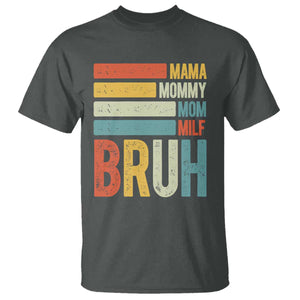 Funny Mama Mommy Mom Milf Bruh T Shirt Mother's Day Vintage Stripes TS11 Dark Heather Print Your Wear