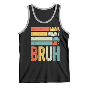Funny Mama Mommy Mom Milf Bruh Tank Top Mother's Day Vintage Stripes TS11 Black Athletic Heather Print Your Wear