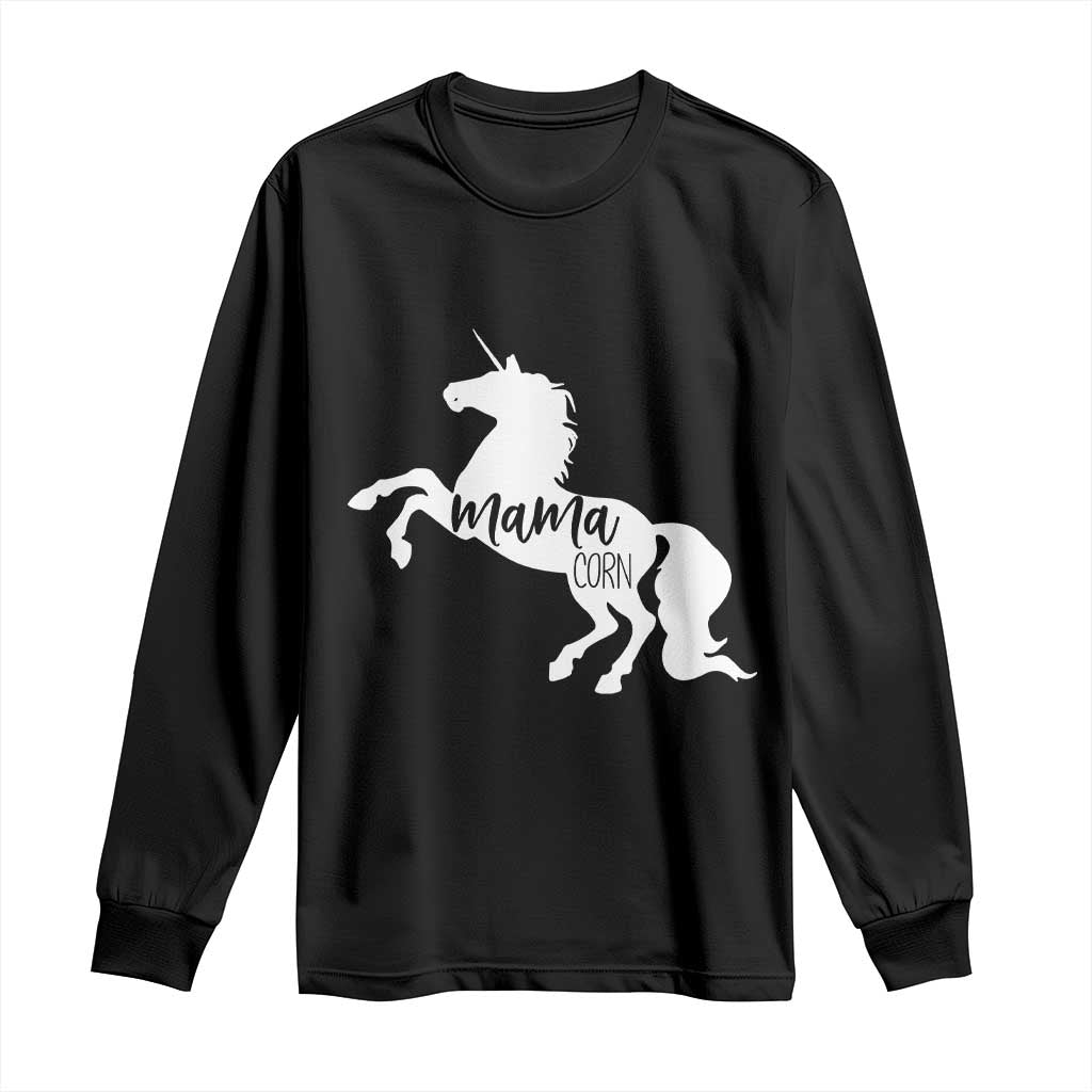 Funny Mama Unicorn Long Sleeve Shirt Mamacorn Mommy Mother's Day TS11 Black Print Your Wear