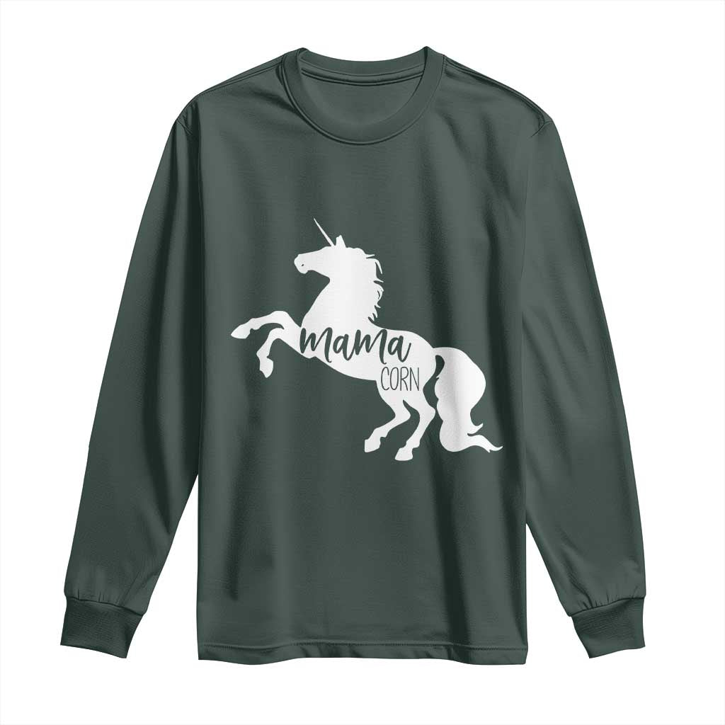 Funny Mama Unicorn Long Sleeve Shirt Mamacorn Mommy Mother's Day TS11 Dark Forest Green Print Your Wear