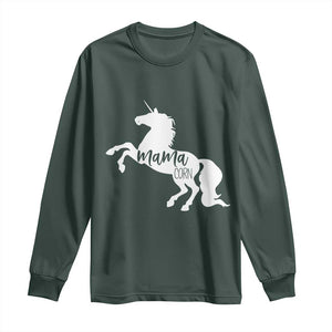 Funny Mama Unicorn Long Sleeve Shirt Mamacorn Mommy Mother's Day TS11 Dark Forest Green Print Your Wear