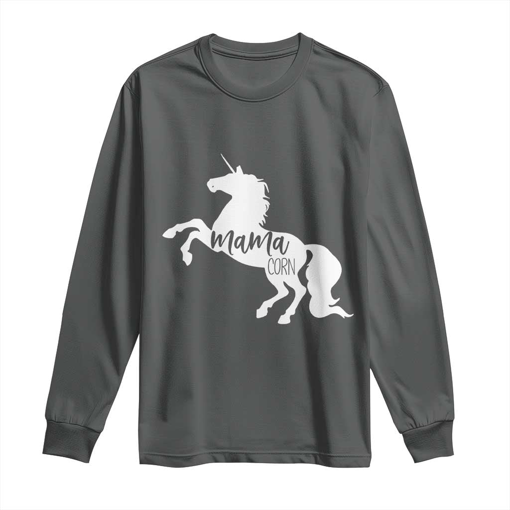 Funny Mama Unicorn Long Sleeve Shirt Mamacorn Mommy Mother's Day TS11 Dark Heather Print Your Wear
