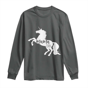 Funny Mama Unicorn Long Sleeve Shirt Mamacorn Mommy Mother's Day TS11 Dark Heather Print Your Wear
