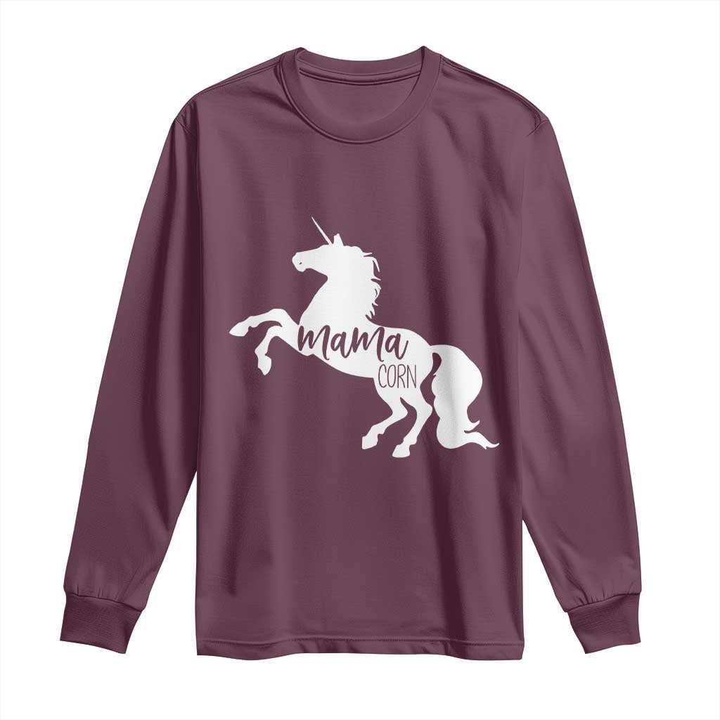 Funny Mama Unicorn Long Sleeve Shirt Mamacorn Mommy Mother's Day TS11 Maroon Print Your Wear