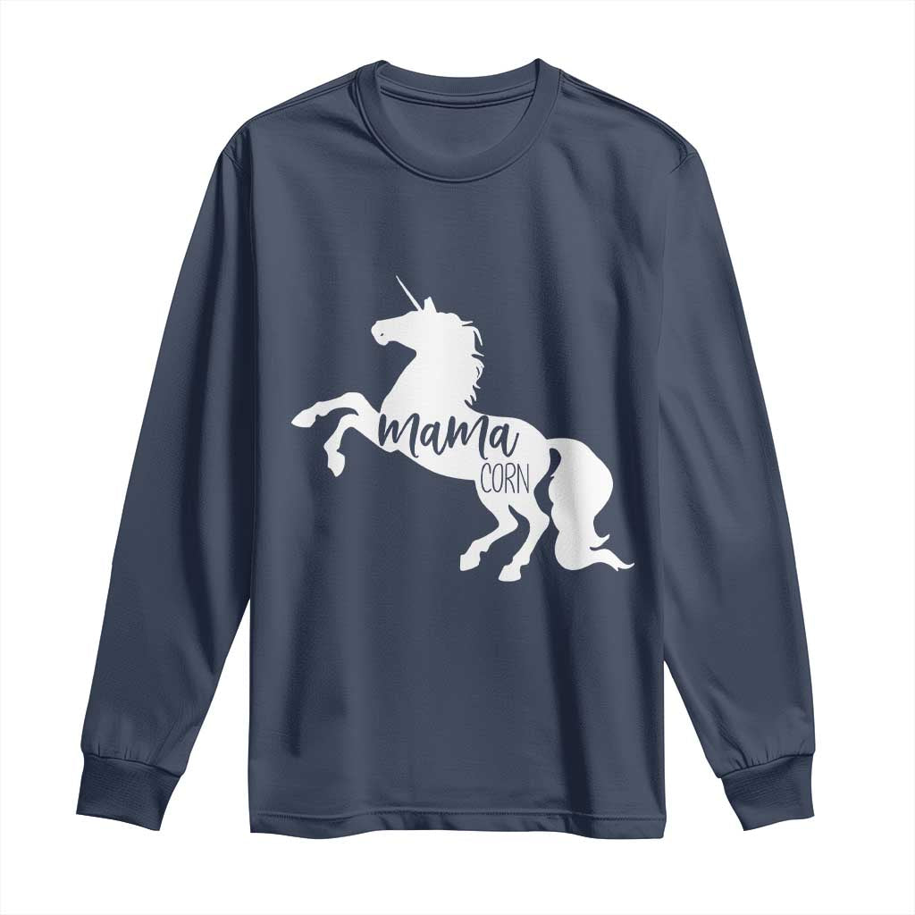 Funny Mama Unicorn Long Sleeve Shirt Mamacorn Mommy Mother's Day TS11 Navy Print Your Wear