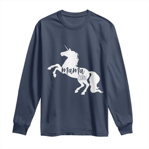 Funny Mama Unicorn Long Sleeve Shirt Mamacorn Mommy Mother's Day TS11 Navy Print Your Wear