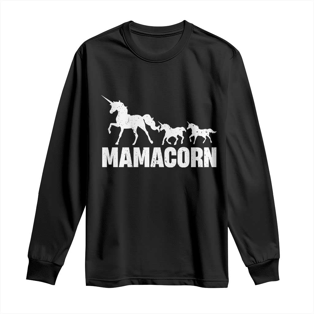Funny Mama Unicorn Long Sleeve Shirt Mamacorn Mother's Day TS11 Black Print Your Wear