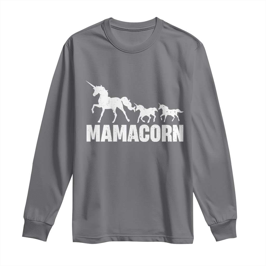 Funny Mama Unicorn Long Sleeve Shirt Mamacorn Mother's Day TS11 Charcoal Print Your Wear